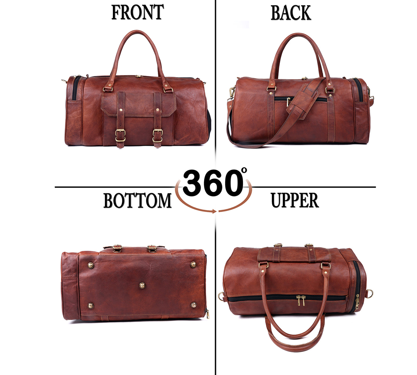 Hemys | Sac de Voyage Cuir Véritable | Compartiment Chaussures