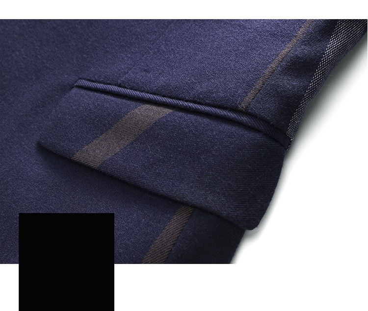 Tissu de costume à carreaux bleu nuit et motifs marron, finition texturée