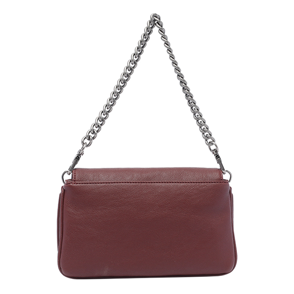 Sac bandoulière LIU JO bordeaux, dos uni, bandoulière chaîne métallique.