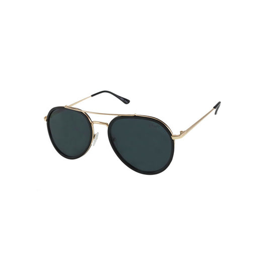 Lunettes de soleil unisex à monture dorée et verres foncés ronds