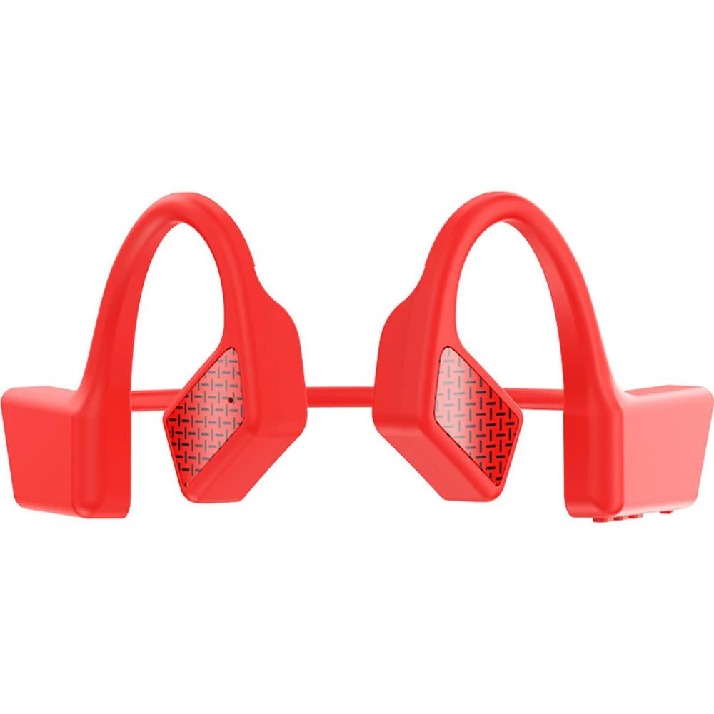 Casque à conduction osseuse Bluetooth rouge, arceaux avec coussinets d’oreille
