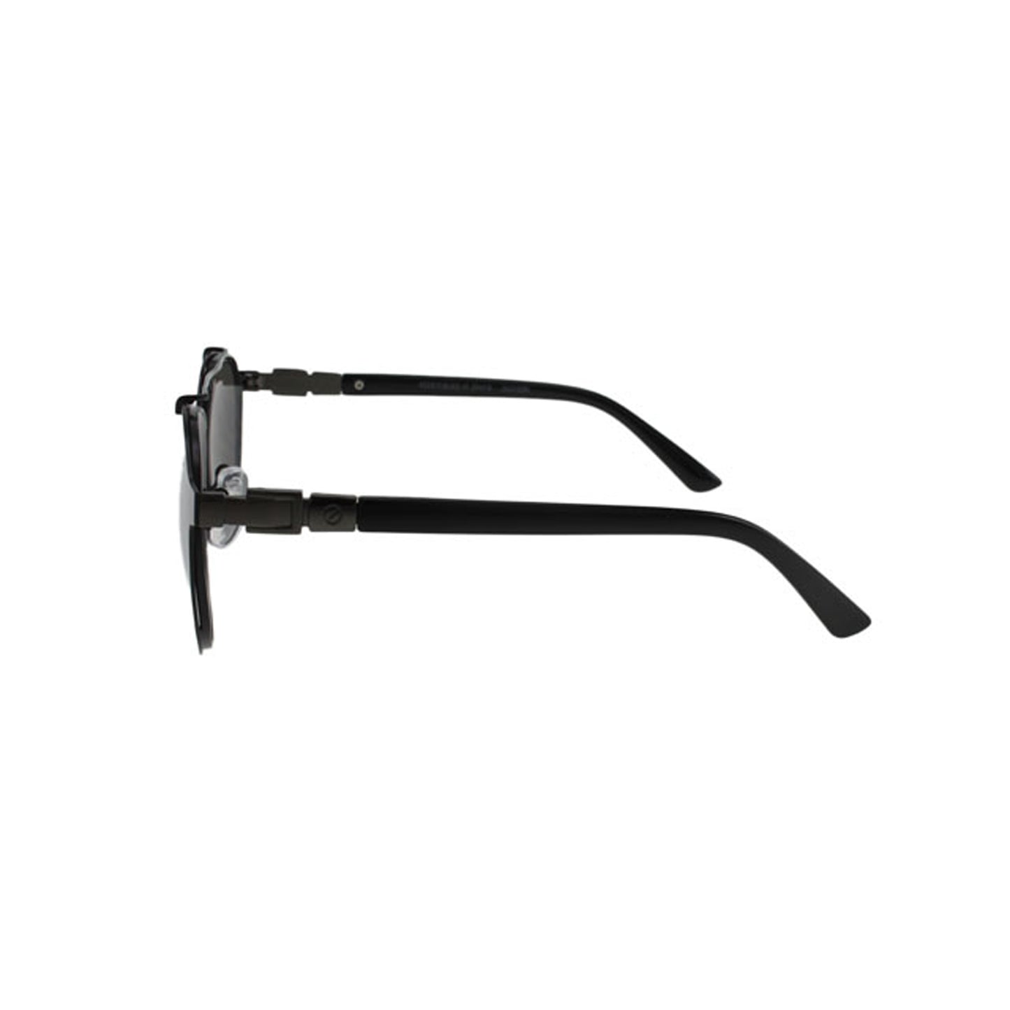 Lunettes ovales unisexes métal noir mat, vue latérale, branches profilées.