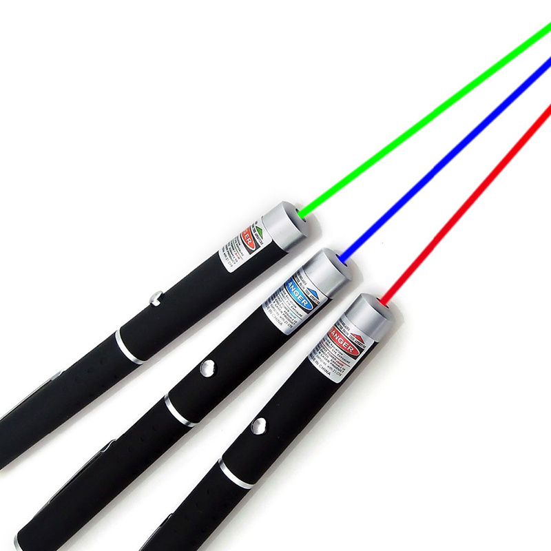 Ensemble de pointeurs laser en aluminium noir, trois faisceaux vert, bleu et rouge