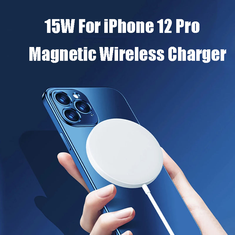 Chargeur sans fil QI MagSafe blanc avec tête magnétique ronde