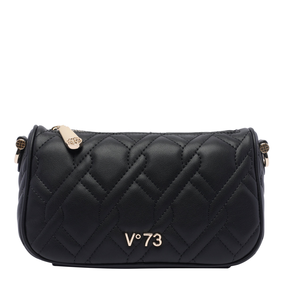 Sac de soirée femme V°73 noir matelassé losanges, bouton pression