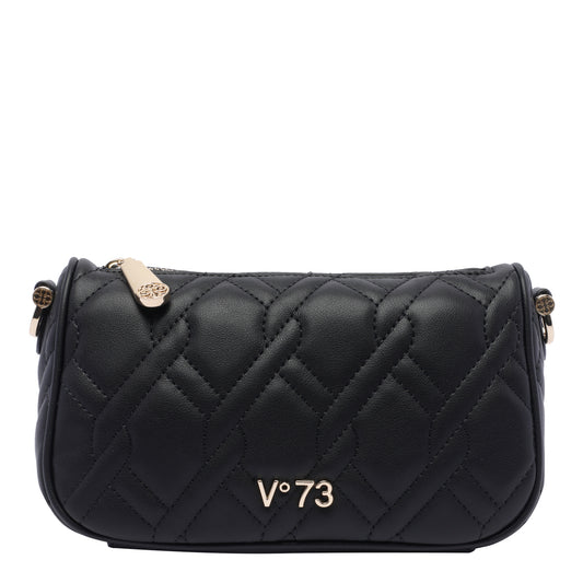 Sac de soirée femme V°73 noir matelassé losanges, bouton pression
