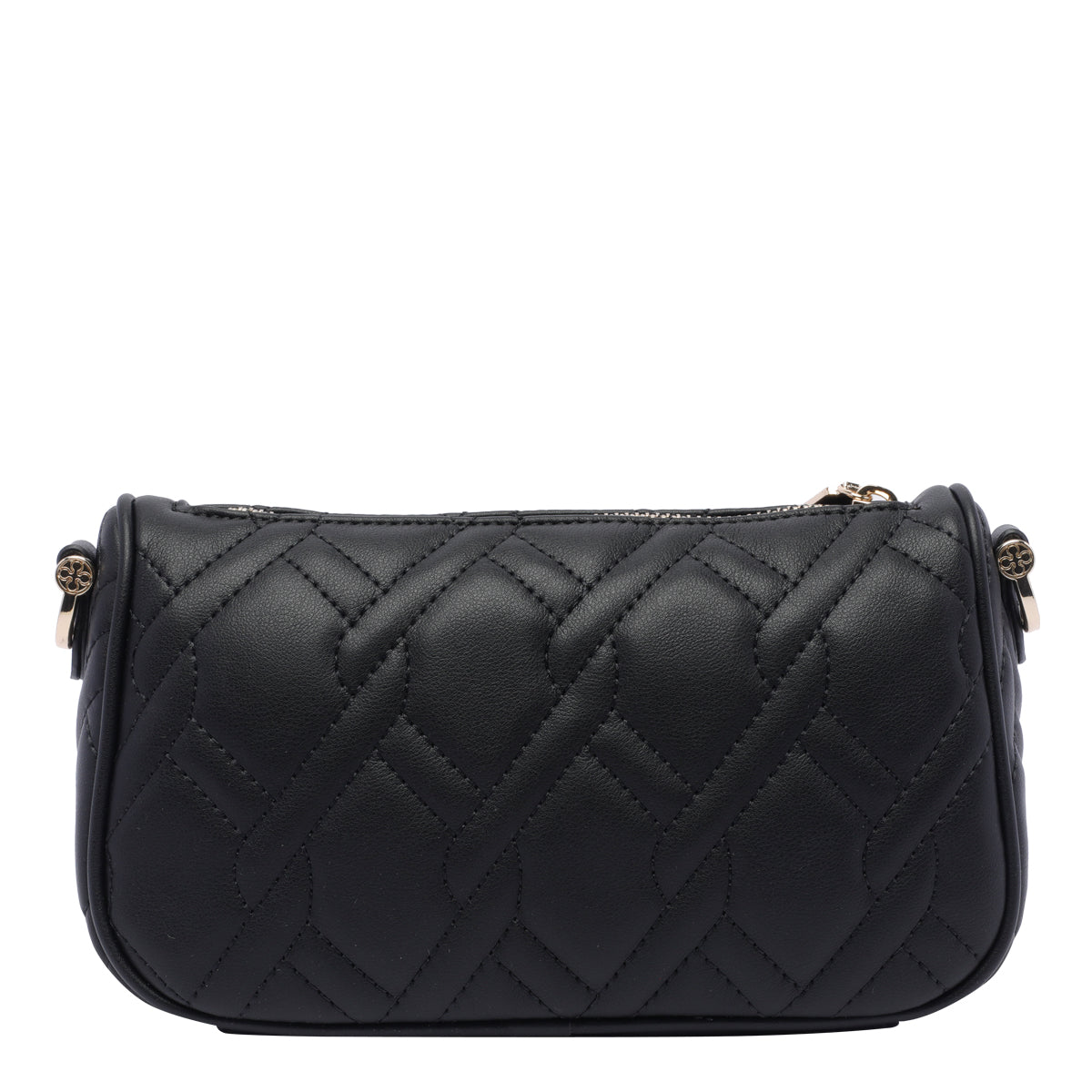 Sac de soirée femme V°73 noir matelassé anse courte quincaillerie dorée