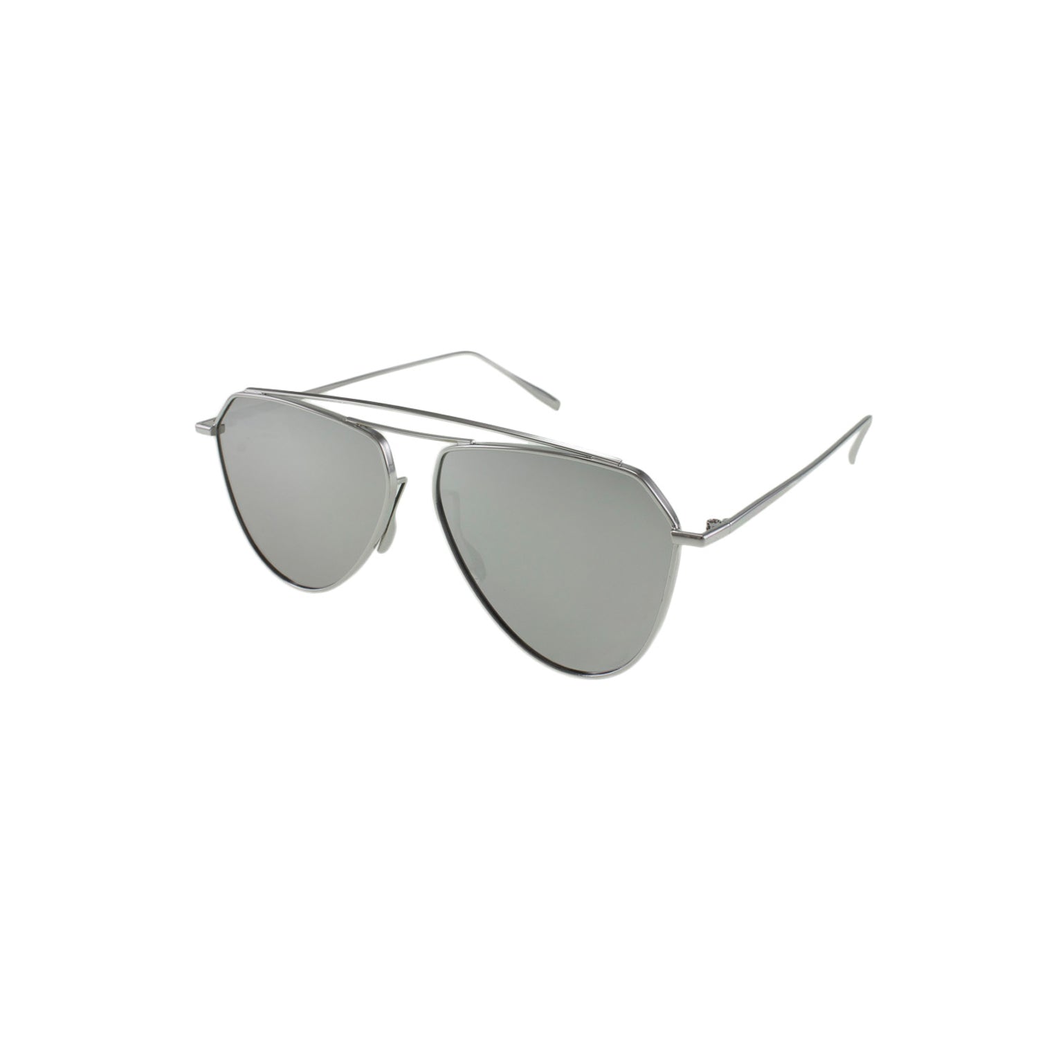 Lunettes de soleil unisex monture métal argent, verres fumés gris, vue de côté