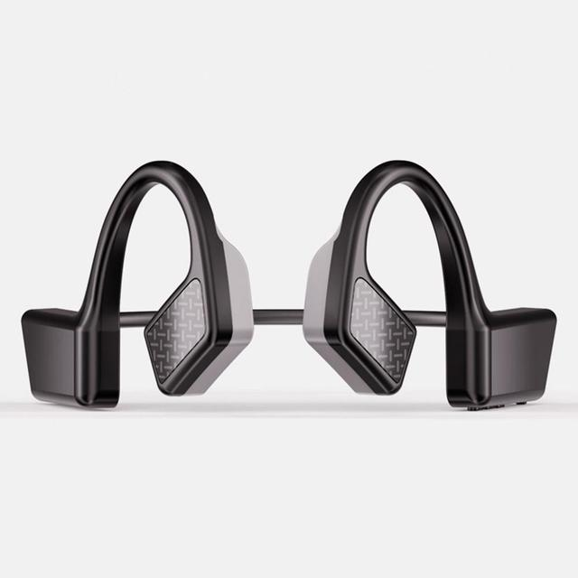 Casque à conduction osseuse Bluetooth noir, arceaux et coussinets d’oreille