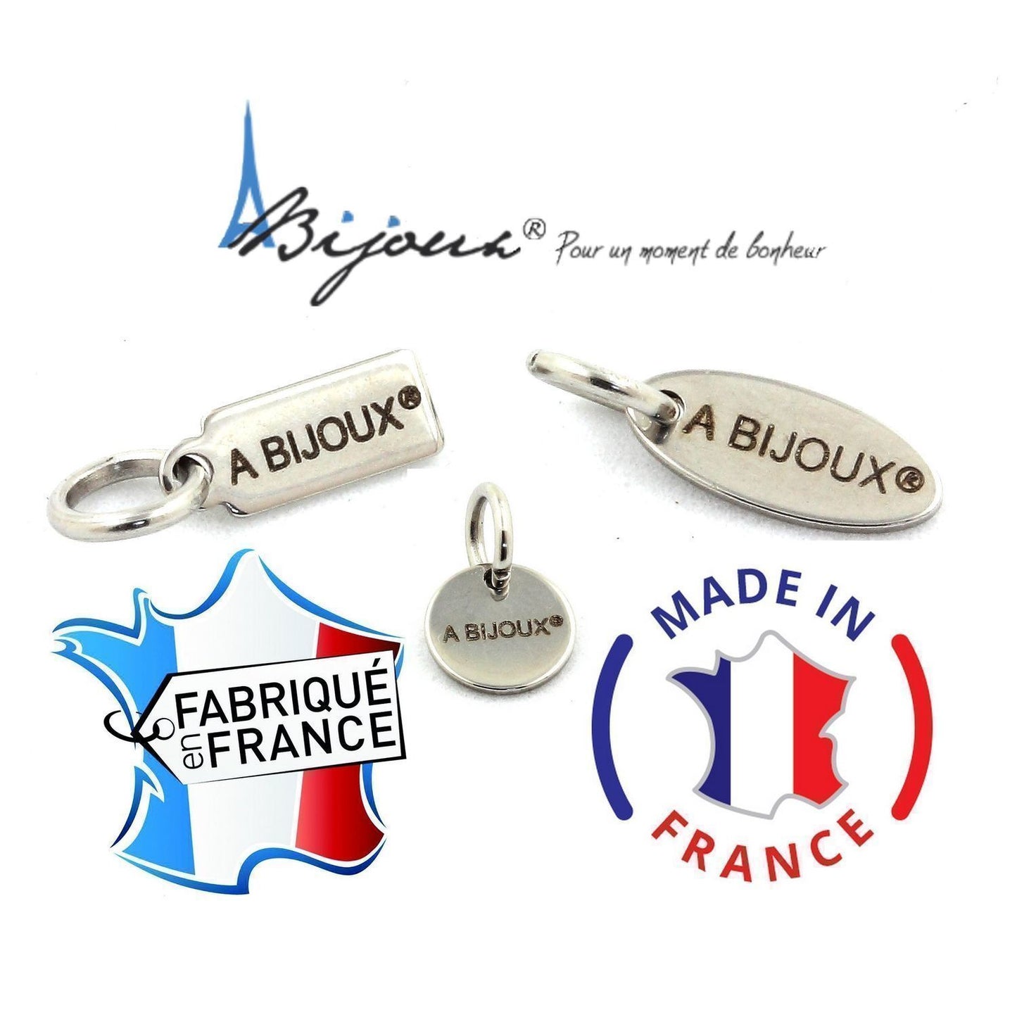 Bracelet perles avec fermoir en métal argenté et étiquette A BIJOUX
