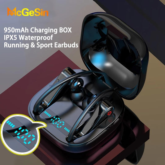 Écouteurs TWS Bluetooth noirs avec boîtier de charge ouvert