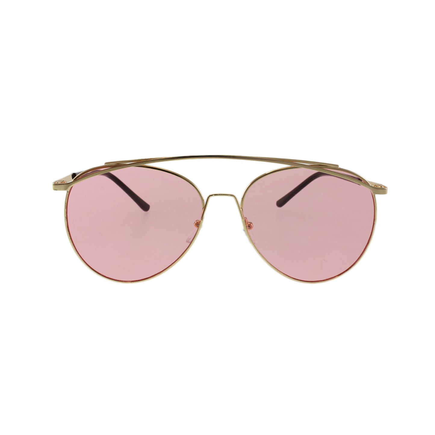 Lunettes de soleil aviateur métal rose, verres roses, pont central