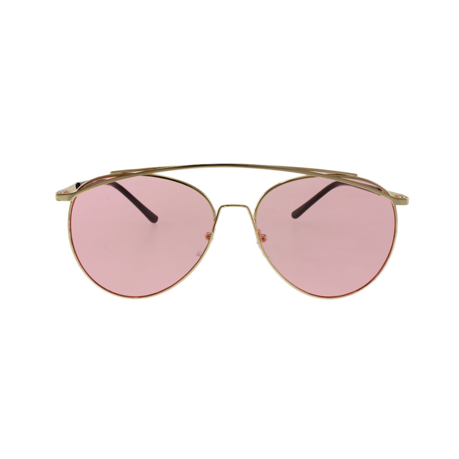 Lunettes de soleil aviateur métal rose, verres roses, pont central