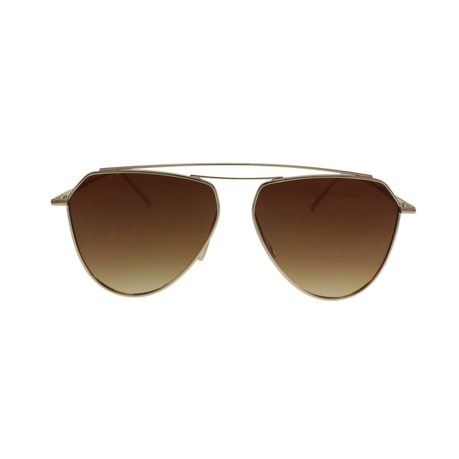 Lunettes aviateur dorées, verres brun dégradé en forme goutte, monture métal