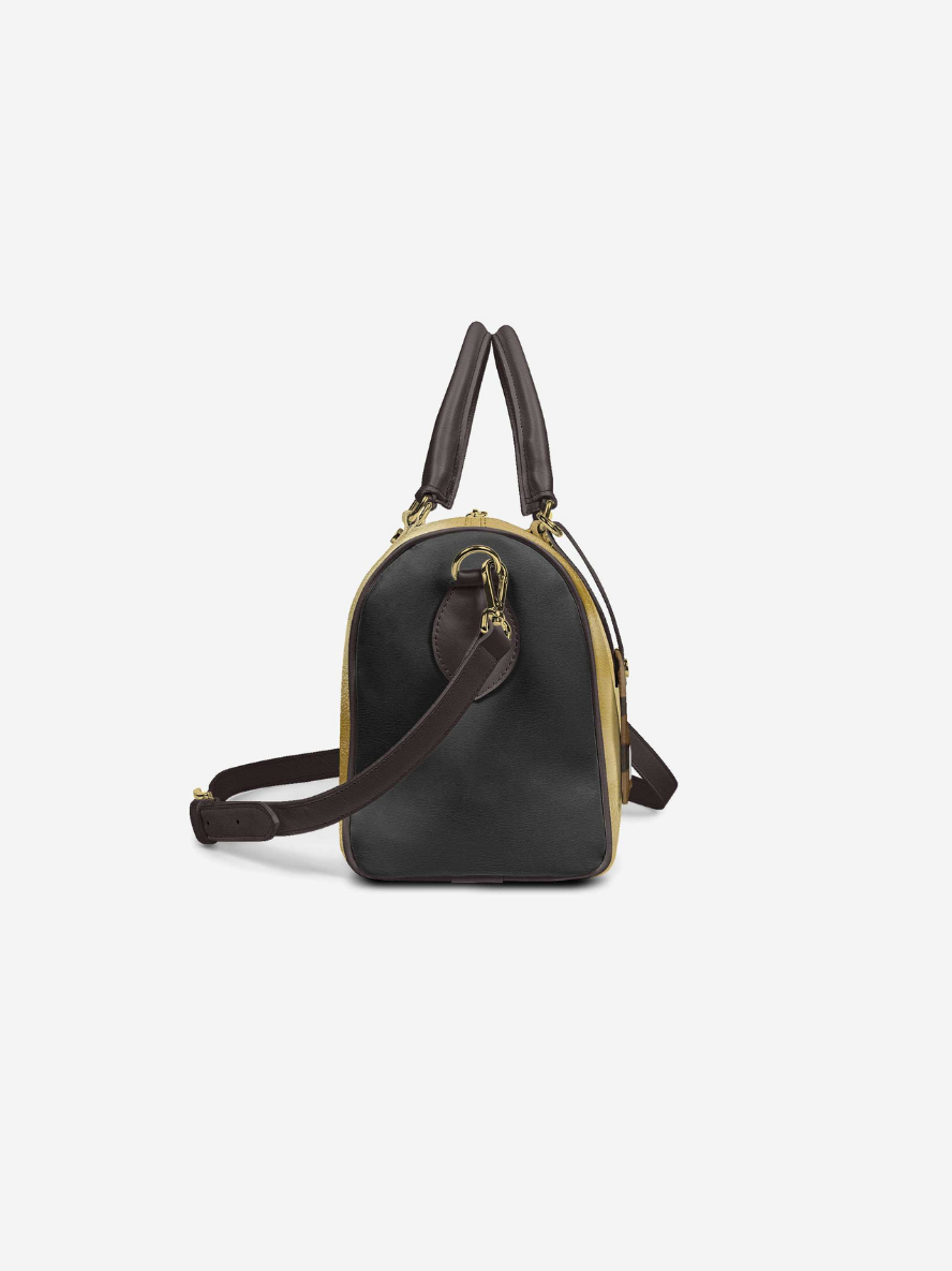 Sac BYMANYC noir avec liseré beige, bandoulière et anses courtes