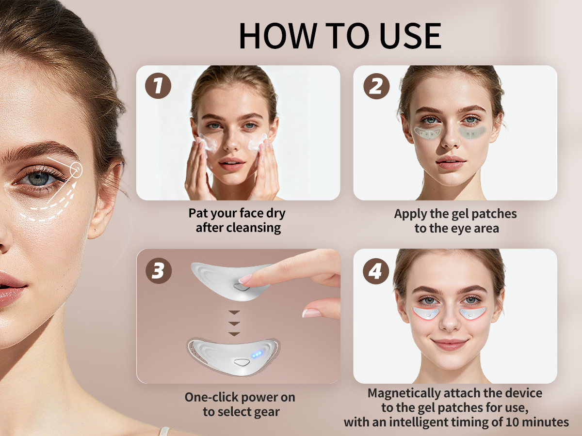 Guide d’utilisation : pose des patchs gel sur le contour des yeux avec l’appareil