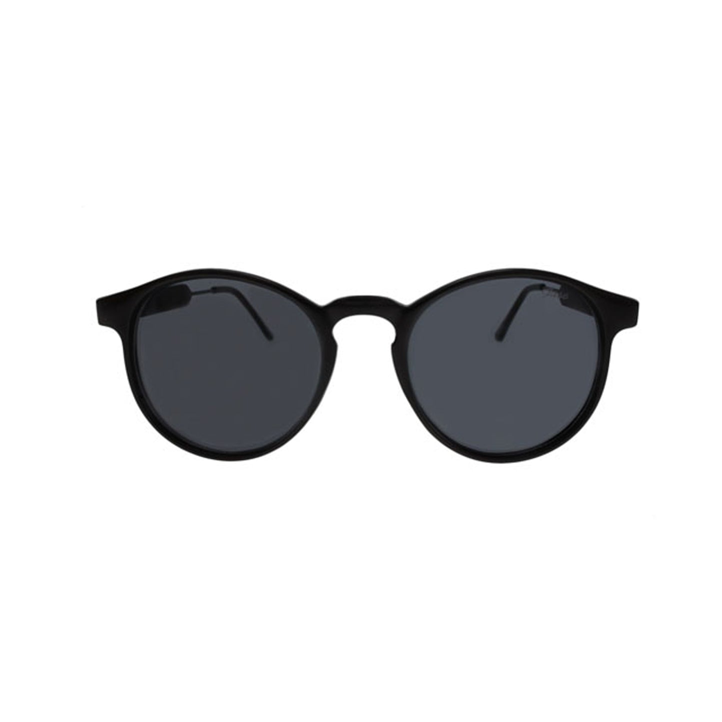 Lunettes de soleil Connor, monture noire, verres ronds foncés, vue de face