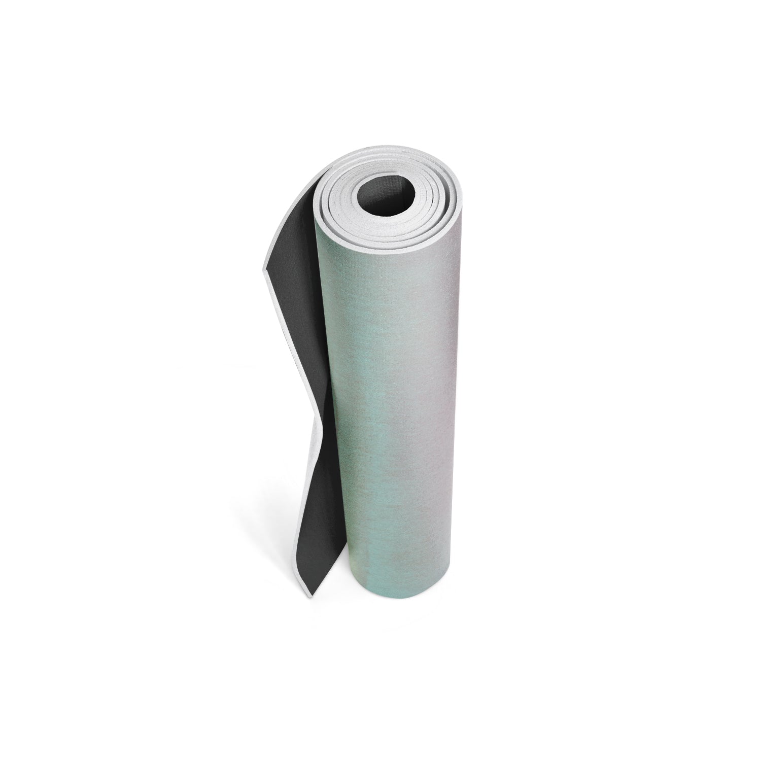 Tapis de yoga Dionysus, rouleau vert clair avec dessous noir.
