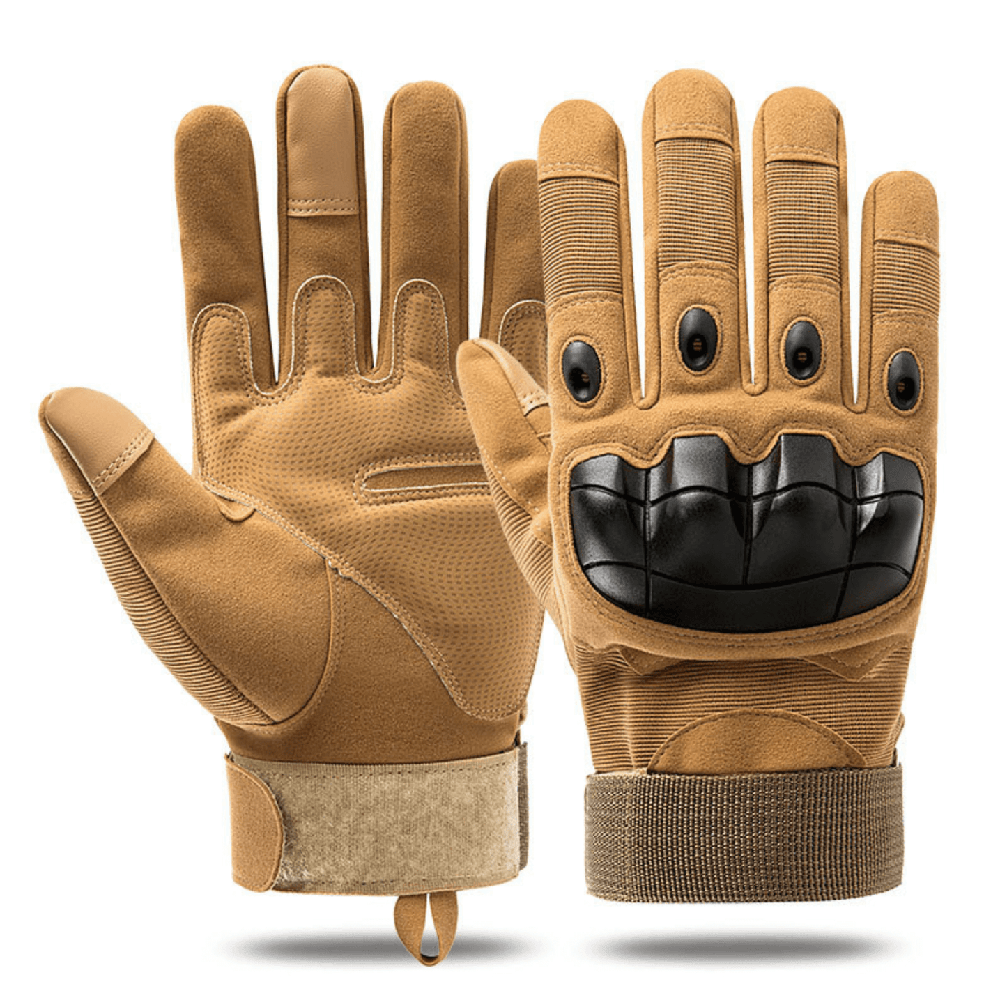 Paire de gants tactiques JupiterGear beiges, protections de jointures en relief et paume