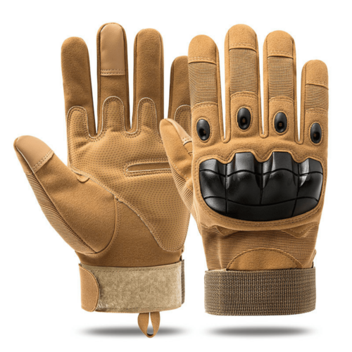Gants tactiques JupiterGear couleur sable, paume renforcée et protection rigide des jointures