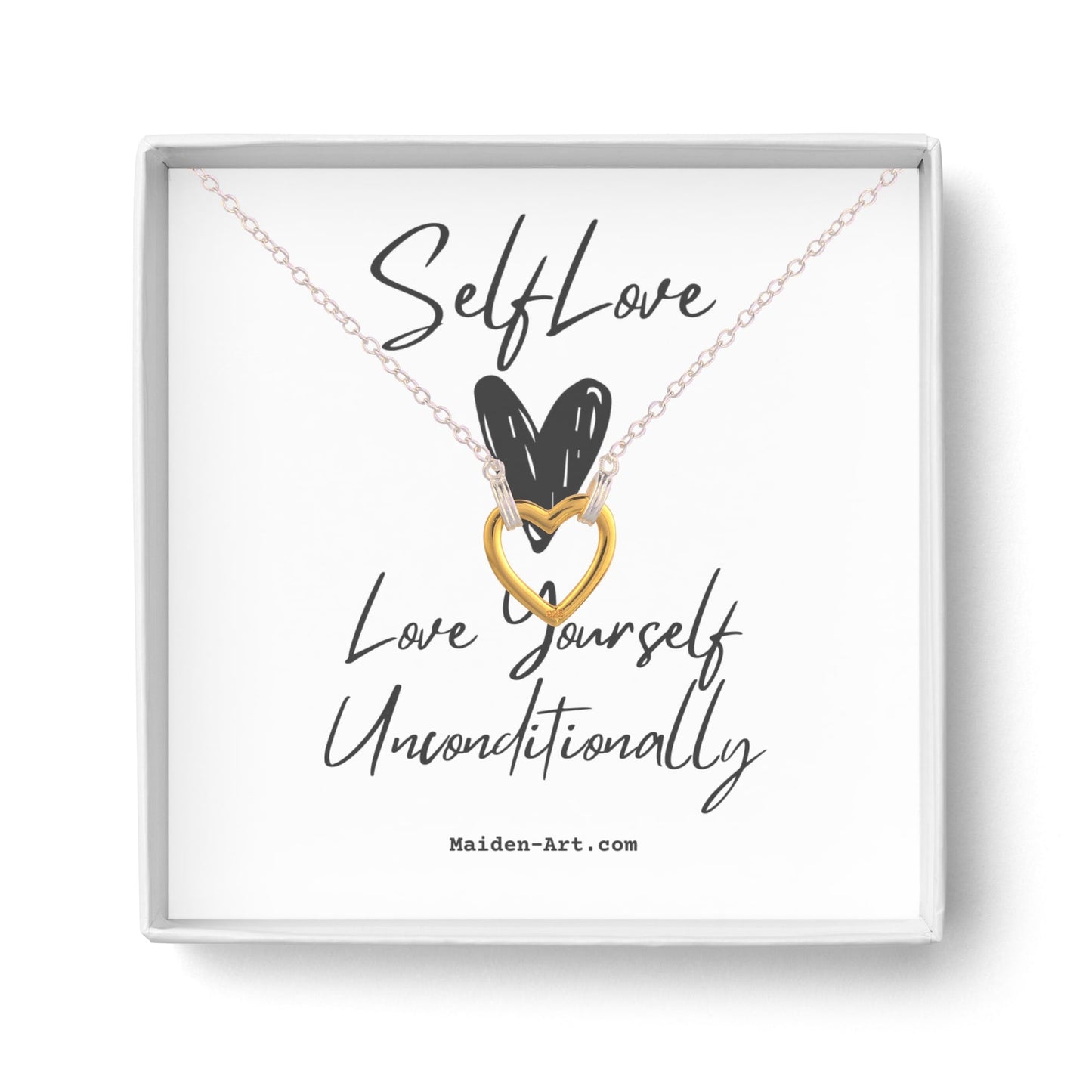 Collier avec pendentif cœur doré 18K plaqué or et chaîne argentée