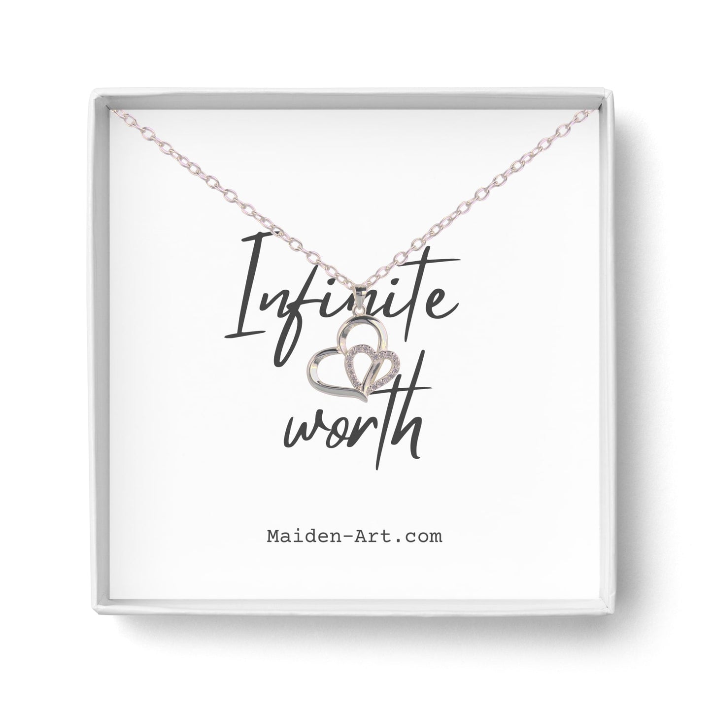 Collier argenté avec pendentif cœur et symbole infini serti de pierres