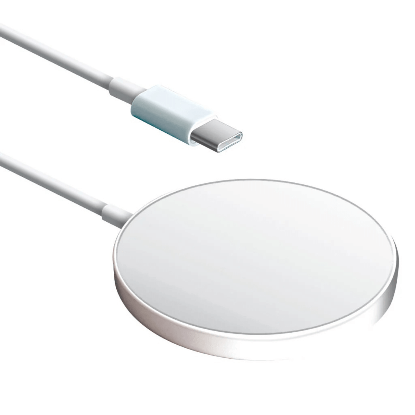 Chargeur sans fil MagSafe 15W avec câble USB‑C intégré, connecteur USB‑C visible
