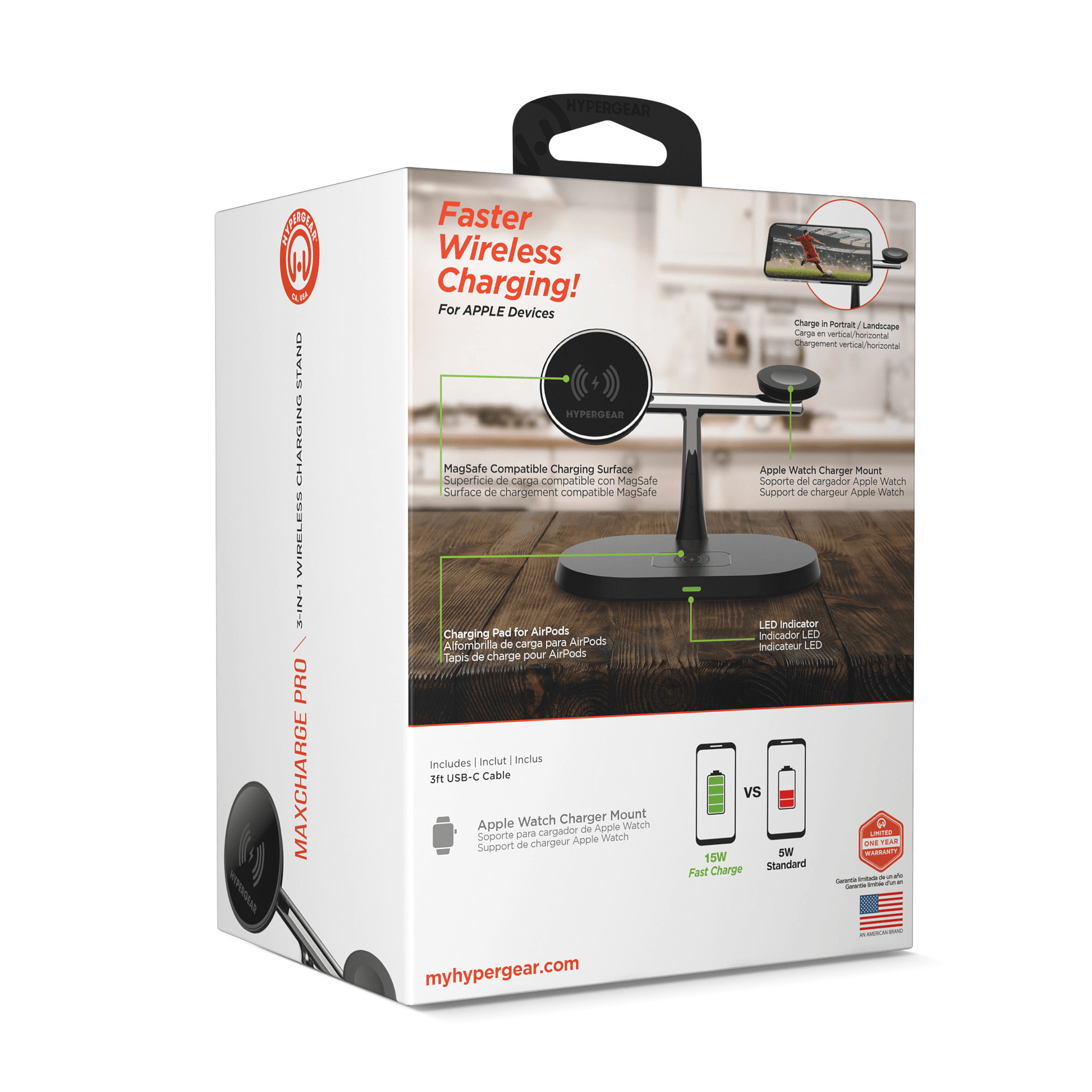 Boîte d’emballage HyperGear MaxCharge Pro avec station de charge 3-en-1