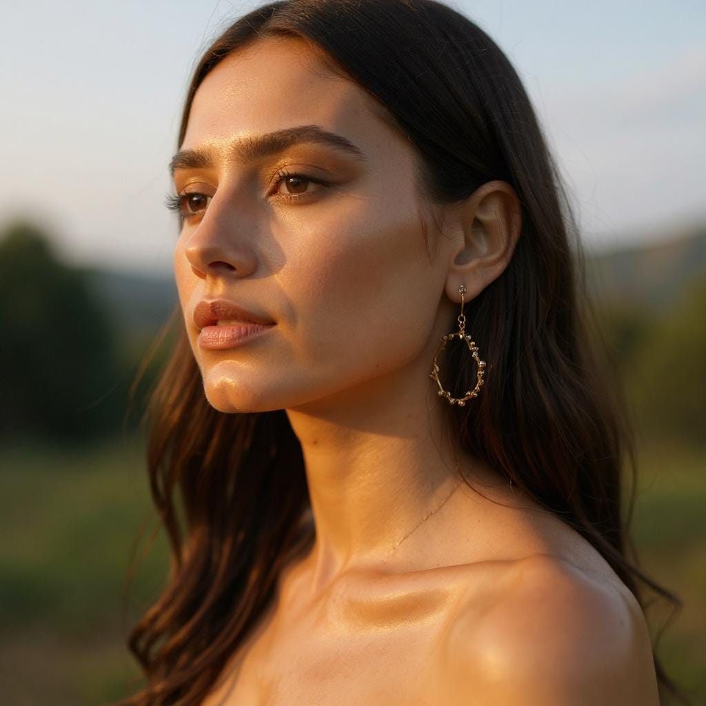 Boucles d'oreilles créoles dorées avec branchage et petites perles bleues