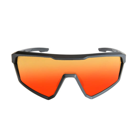 Lunettes de soleil enveloppantes en bio-acétate noir, verres orange teintés