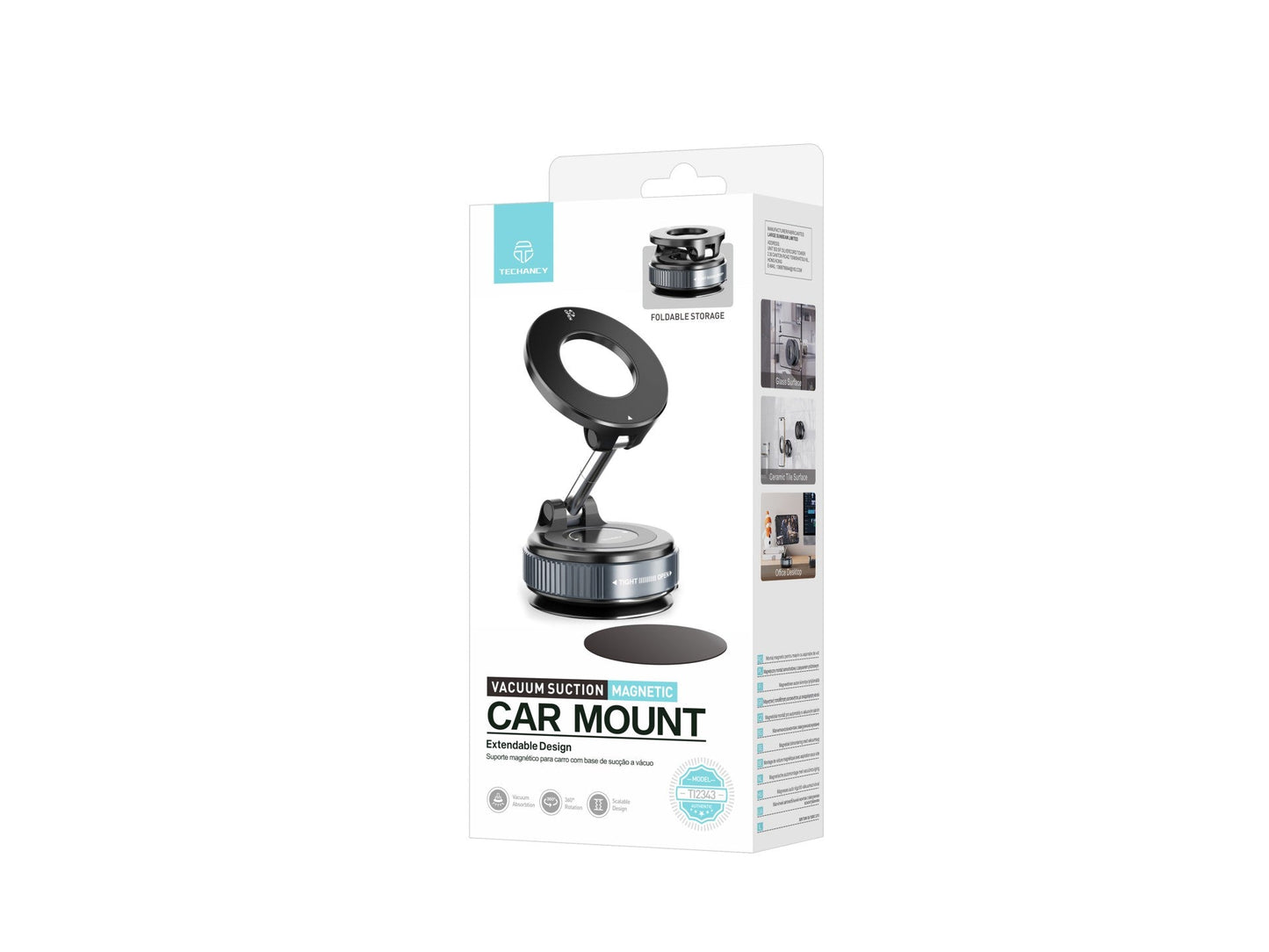 Boîte du support voiture magnétique Techancy MagSafe noir à ventouse