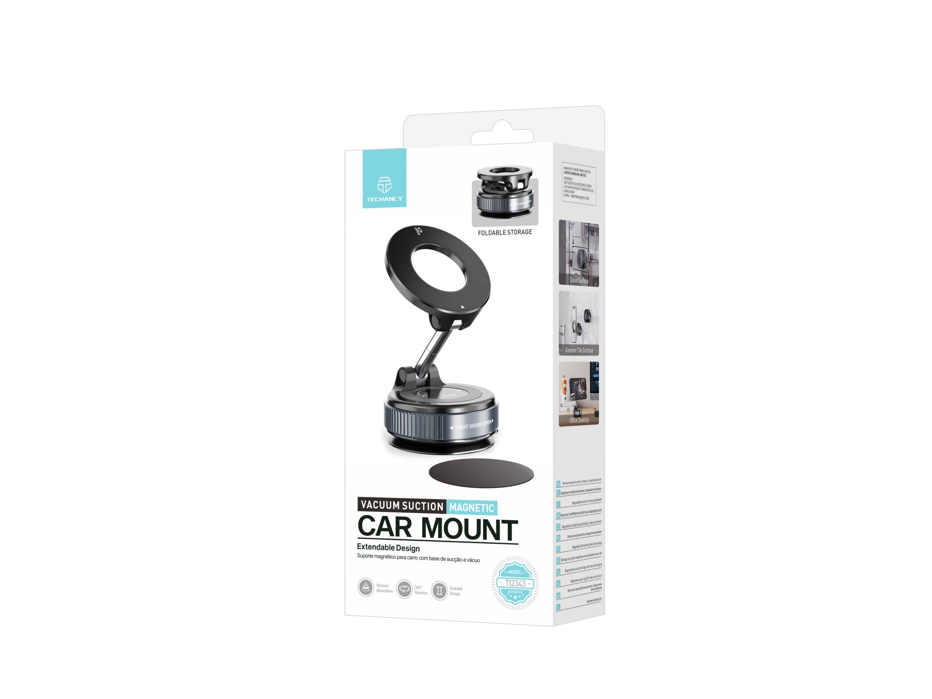 Boîte du support voiture magnétique Techancy MagSafe noir à ventouse
