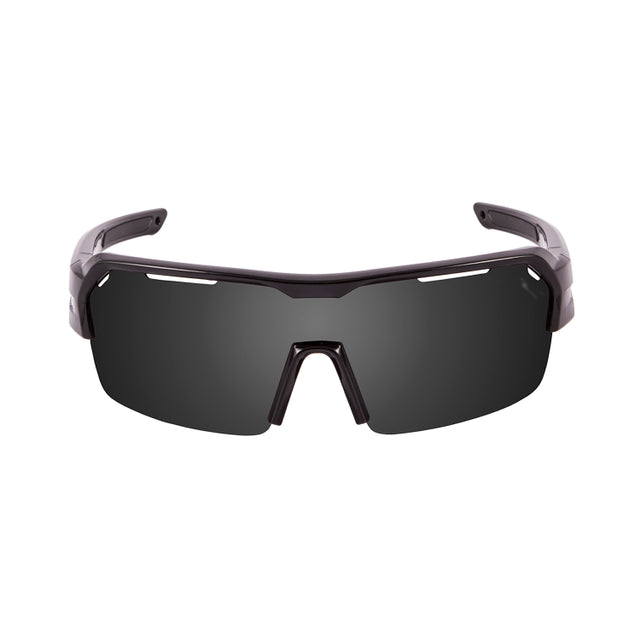 Lunettes de sport nautique à verres fumés, monture noire, forme wrap