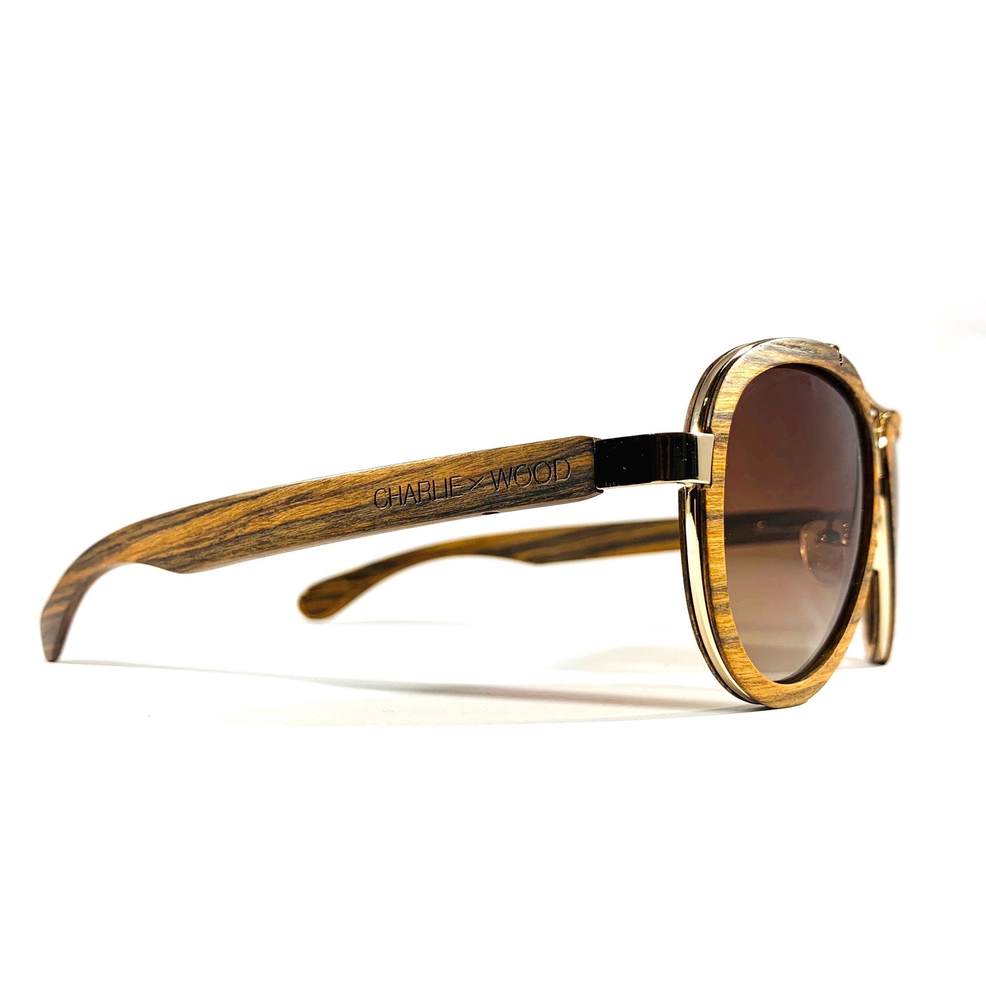 Lunettes de soleil unisexe à monture en bois de chêne, verres brun dégradé